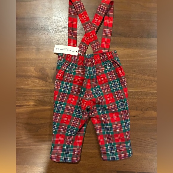 NWT- Janie and Jack Red Plaid Suspender Pants - Picture 4 of 5